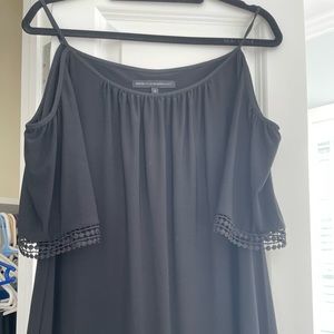 White House Black Market black cold shoulder dress with detail